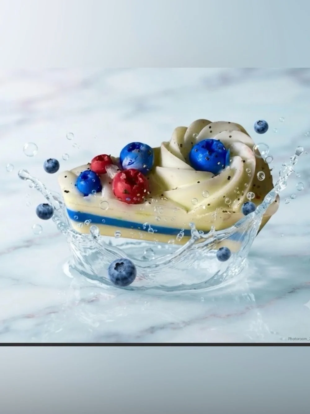 Blueberry Cake Soap with Blue and Red Berry Accents